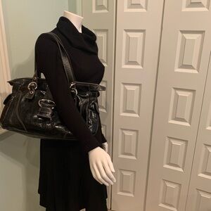 FRANCESCO BIASIA BLACK LEATHER BAG PURSE